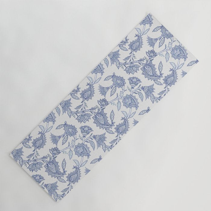 Oriental classic floral paisley - Delft Blue Yoga Mat Gallery Image 1