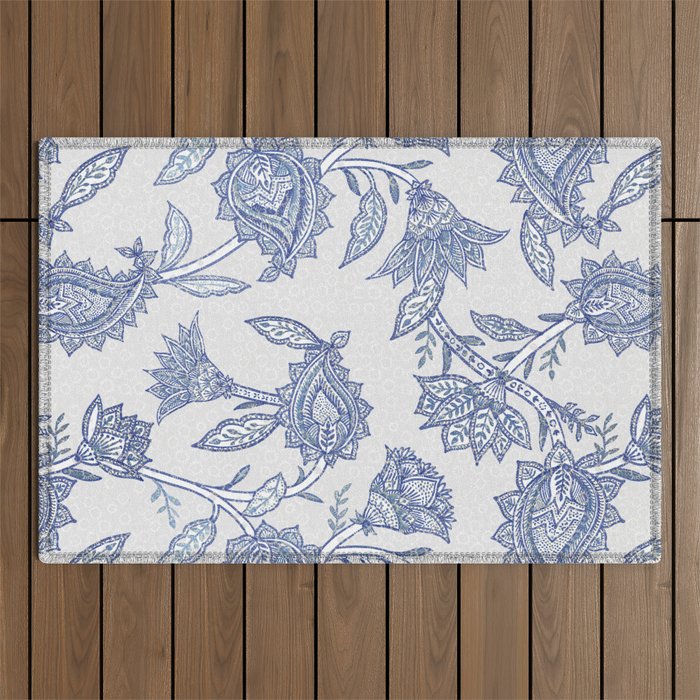 Oriental classic floral paisley - Delft Blue Outdoor Rug Gallery Image 1