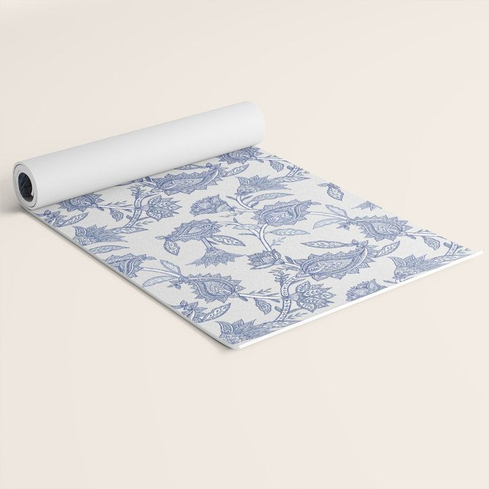Oriental classic floral paisley - Delft Blue Yoga Mat Gallery Image 2