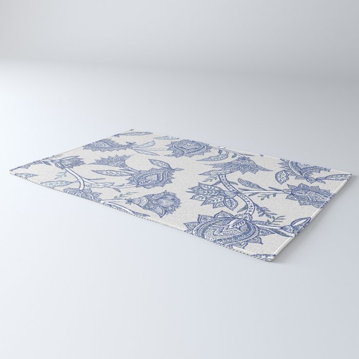 Oriental classic floral paisley - Delft Blue Rug Gallery Image 3