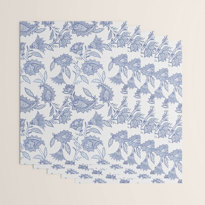 Oriental classic floral paisley - Delft Blue Wrapping Paper Gallery Image 3