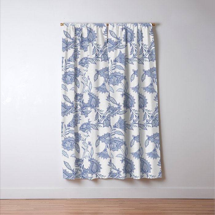 Oriental classic floral paisley - Delft Blue Window Curtain Gallery Image 3