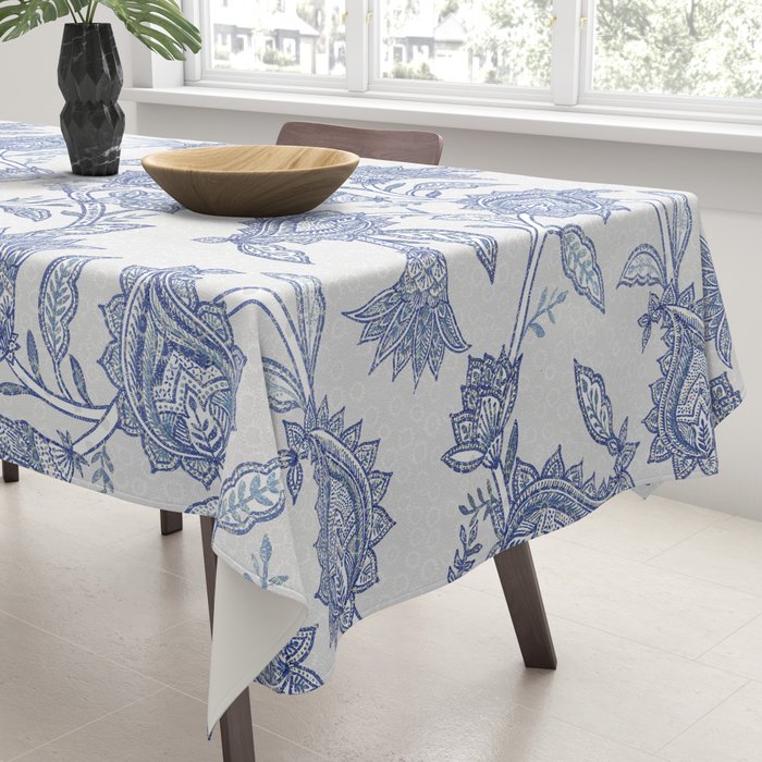 Oriental classic floral paisley - Delft Blue Tablecloth Gallery Image 3