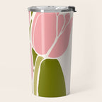 Pink Tulips Retro Flowers Travel Mug Gallery Image 2