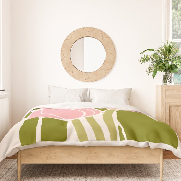 Pink Tulips Retro Flowers Duvet Cover Gallery Image 3