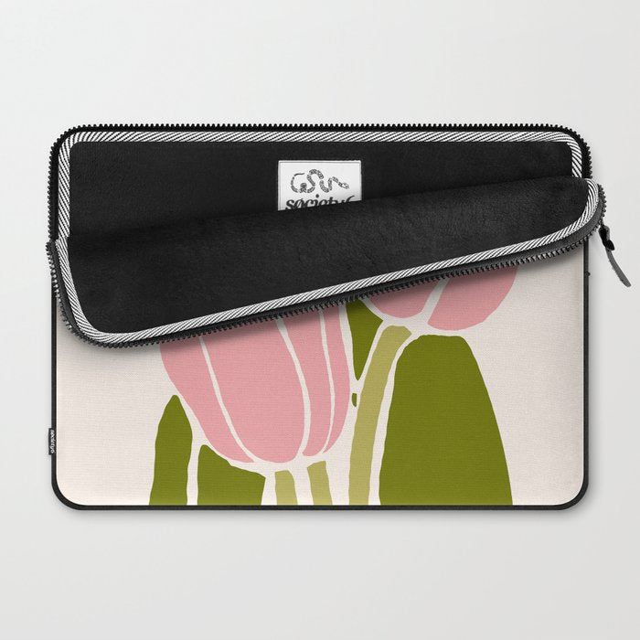 Pink Tulips Retro Flowers Laptop Sleeve Gallery Image 2
