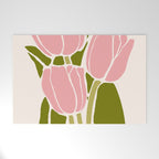 Pink Tulips Retro Flowers Welcome Mat Gallery Image 1