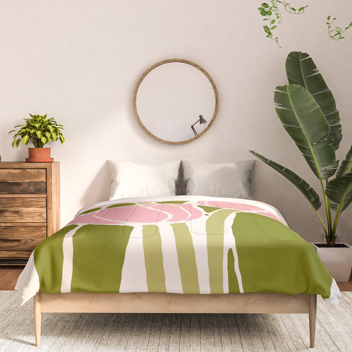 Pink Tulips Retro Flowers Comforter Gallery Image 3