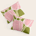 Pink Tulips Retro Flowers Pillow Sham Gallery Image 3