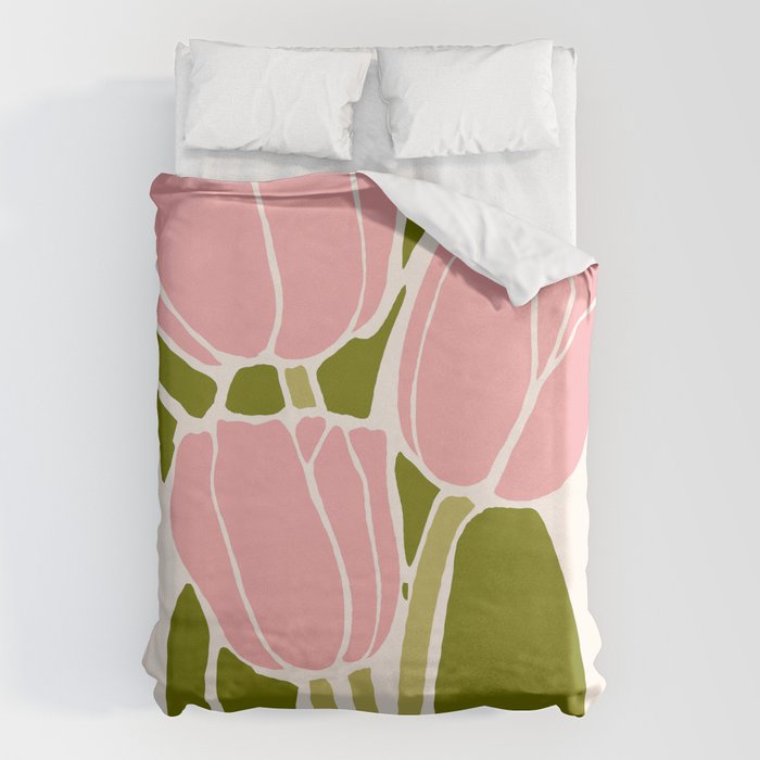 Pink Tulips Retro Flowers Duvet Cover Gallery Image 6