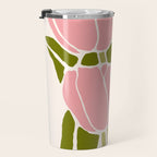 Pink Tulips Retro Flowers Travel Mug Gallery Image 3