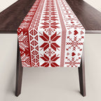 Red Winter Fair Isle Pattern Table Runner Gallery Image 1