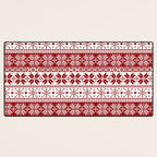 Red Winter Fair Isle Pattern Desk Mat Gallery Image 3