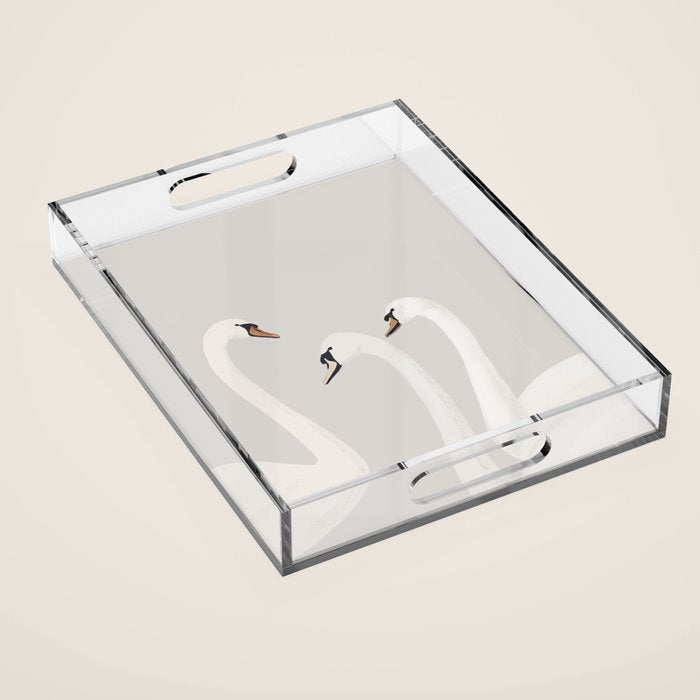 White Swans Acrylic Tray Gallery Image 1