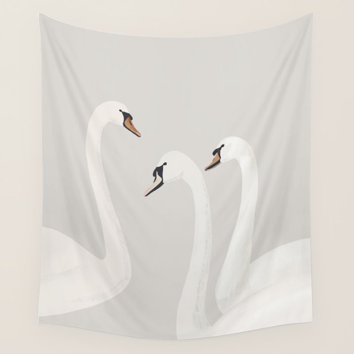 White Swans Wall Tapestry Gallery Image 4
