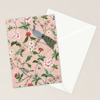 Chinoiserie Vintage Pink Peacocks flowers Grandmillennial Stationery Card Gallery Image 2