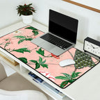 Chinoiserie Vintage Pink Peacocks flowers Grandmillennial Desk Mat Gallery Image 2