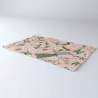 Chinoiserie Vintage Pink Peacocks flowers Grandmillennial Rug Gallery Image 3