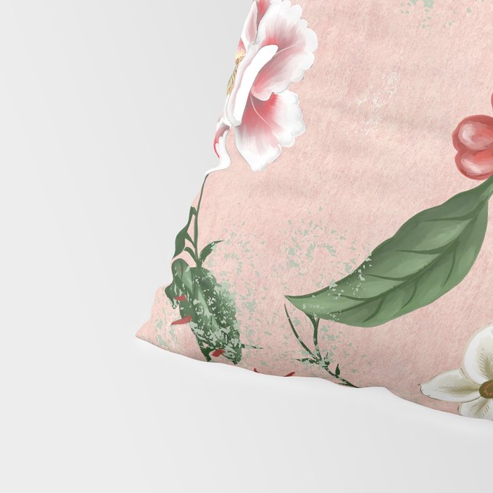 Chinoiserie Vintage Pink Peacocks flowers Grandmillennial Pillow Sham Gallery Image 4