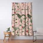 Chinoiserie Vintage Pink Peacocks flowers Grandmillennial Window Curtain Gallery Image 5