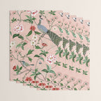 Chinoiserie Vintage Pink Peacocks flowers Grandmillennial Wrapping Paper Gallery Image 3