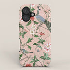 Chinoiserie Vintage Pink Peacocks flowers Grandmillennial iPhone Case Gallery Image 1
