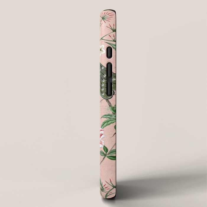 Chinoiserie Vintage Pink Peacocks flowers Grandmillennial iPhone Case Gallery Image 2