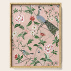Chinoiserie Vintage Pink Peacocks flowers Grandmillennial Serving Tray Gallery Image 1