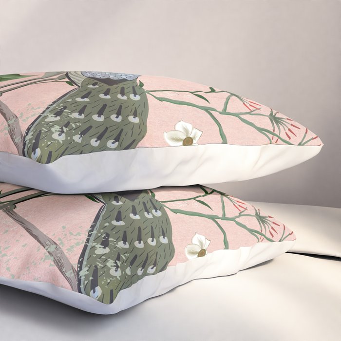 Chinoiserie Vintage Pink Peacocks flowers Grandmillennial Pillow Sham Gallery Image 3
