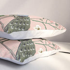 Chinoiserie Vintage Pink Peacocks flowers Grandmillennial Pillow Sham Gallery Image 3