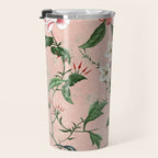 Chinoiserie Vintage Pink Peacocks flowers Grandmillennial Travel Mug Gallery Image 3
