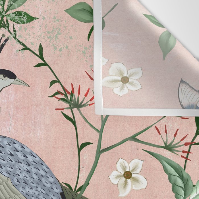 Chinoiserie Vintage Pink Peacocks flowers Grandmillennial Wall Tapestry Gallery Image 3