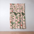Chinoiserie Vintage Pink Peacocks flowers Grandmillennial Window Curtain Gallery Image 3