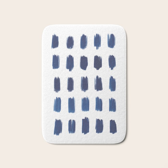 Indigo Abstract Brush Strokes | No. 6 Bath Mat Gallery Image 1