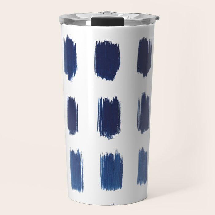Indigo Abstract Brush Strokes | No. 6 Travel Mug Gallery Image 1