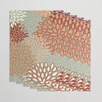 Festive, Floral Prints, Green, Terracotta, Red, Coloured Prints Wrapping Paper Gallery Image 3