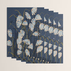 Linocut flower meadow blue Wrapping Paper Gallery Image 3