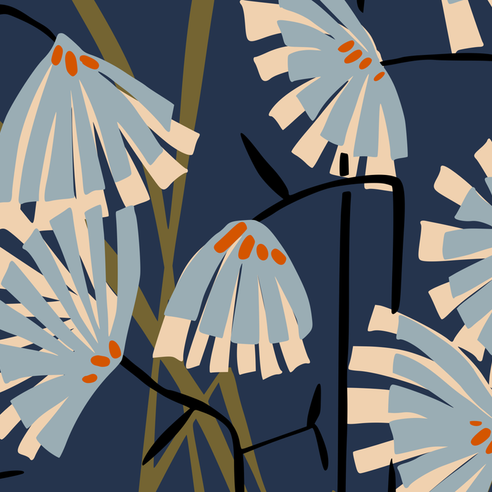 Linocut flower meadow blue Coffee Mug Gallery Image 2