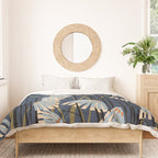 Linocut flower meadow blue Duvet Cover Gallery Image 3