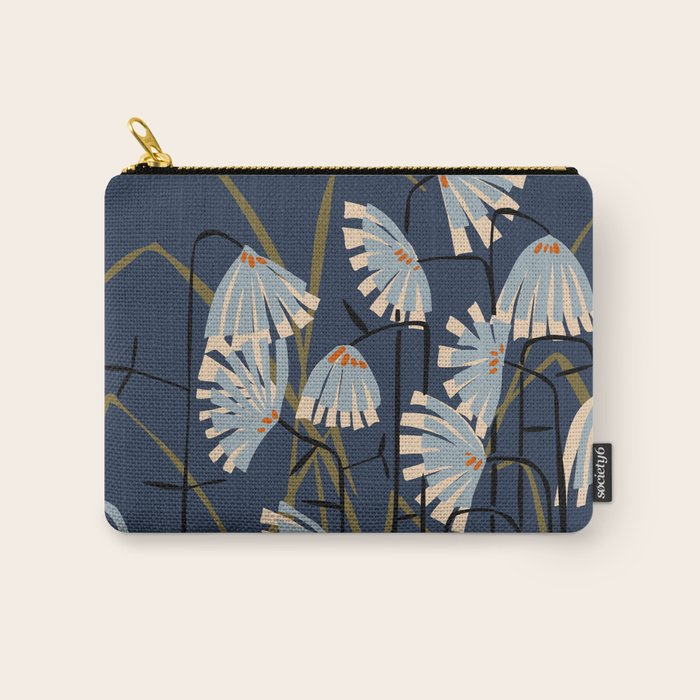 Linocut flower meadow blue Carry All Pouch Gallery Image 1