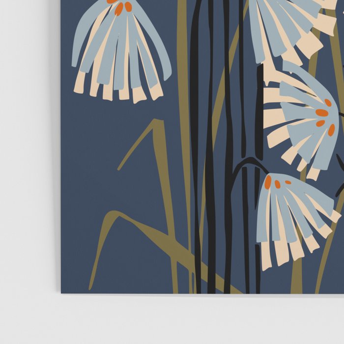 Linocut flower meadow blue Poster Gallery Image 3