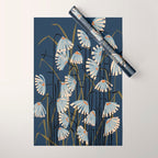 Linocut flower meadow blue Wrapping Paper Gallery Image 1