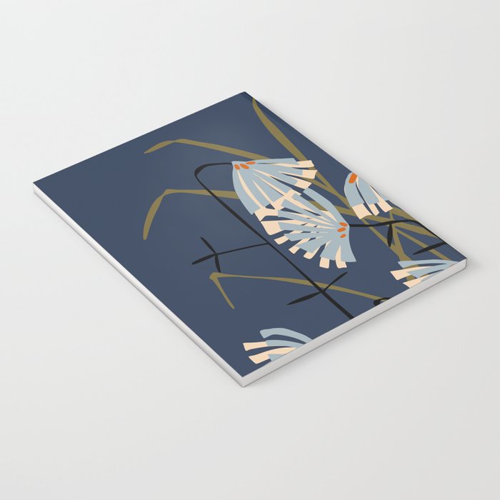 Linocut flower meadow blue Notebook Gallery Image 3
