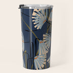 Linocut flower meadow blue Travel Mug Gallery Image 3