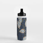 Linocut flower meadow blue Water Bottle Gallery Image 2