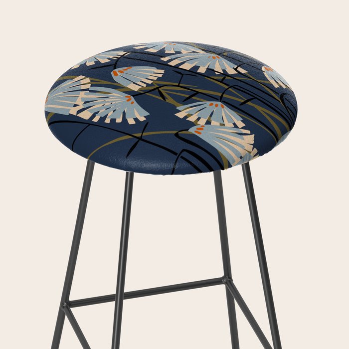 Linocut flower meadow blue Stool Gallery Image 2