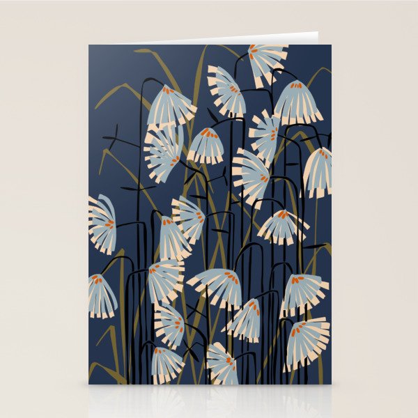 Linocut flower meadow blue Stationery Card Gallery Image 2