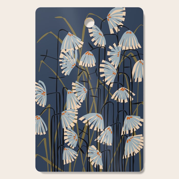 Linocut flower meadow blue Cutting Board Gallery Image 1