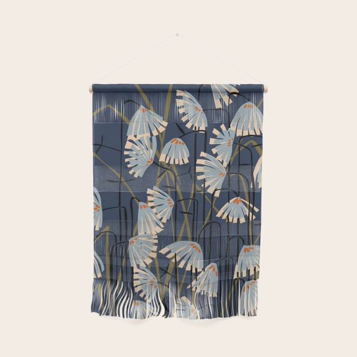 Linocut flower meadow blue Wall Hanging Gallery Image 1