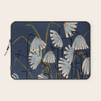 Linocut flower meadow blue Laptop Sleeve Gallery Image 1